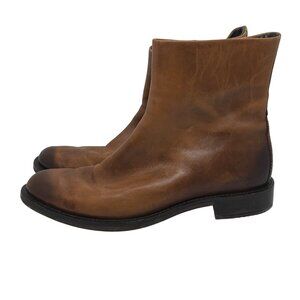 Ecco Sartorelle Brown Leather Ankle Boots With Side Zipper Closure 8 Women's